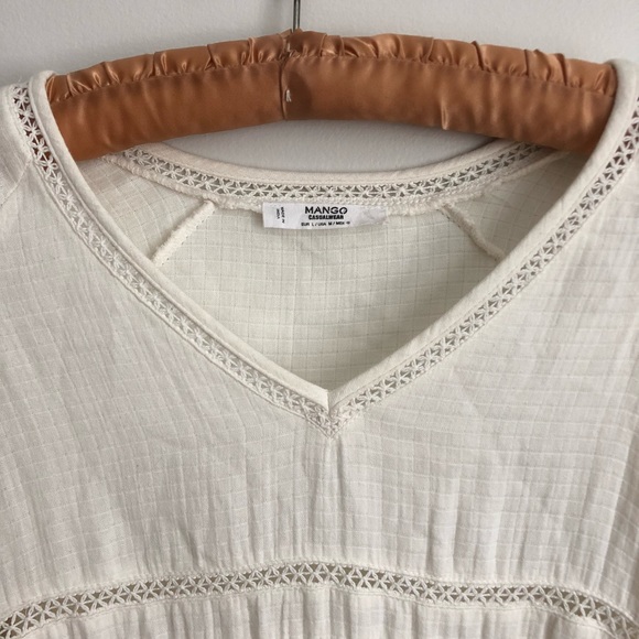 Mango • White Boho Top Large - Picture 2 of 5